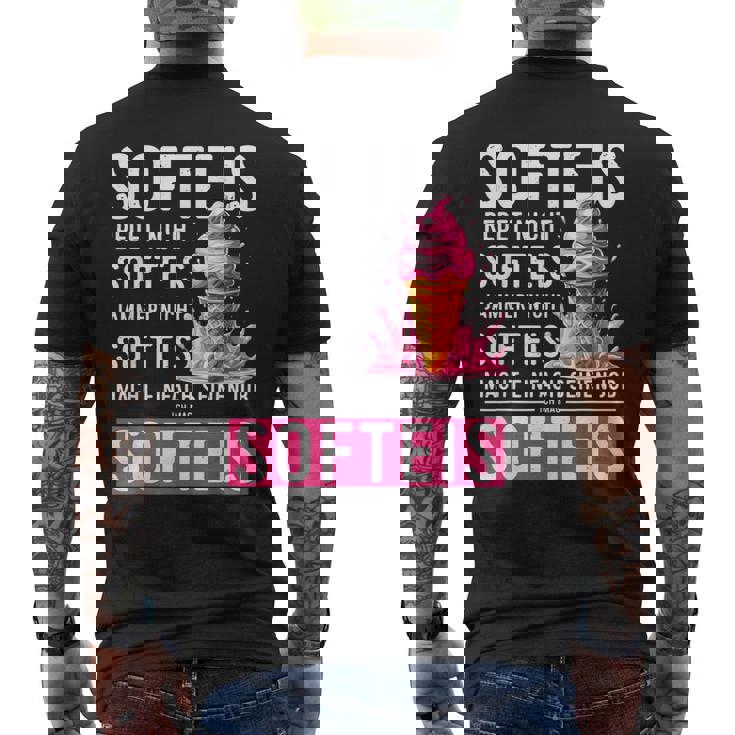 アイスクリームセラーコスチュームソフトアイスクリームはアイスクリームを言わないで話す メンズTシャツ バックプリント