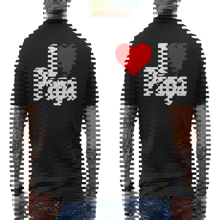 アイラブハートパパ父の日パパパパ メンズTシャツ バックプリント