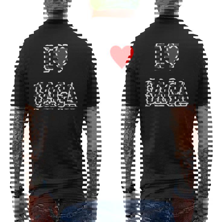 アイラブ・Saga 佐賀（I Love ハート）【47都道府県】ジモt ティ 地元 旅行 グッズ お土産 面白 メンズTシャツ バックプリント