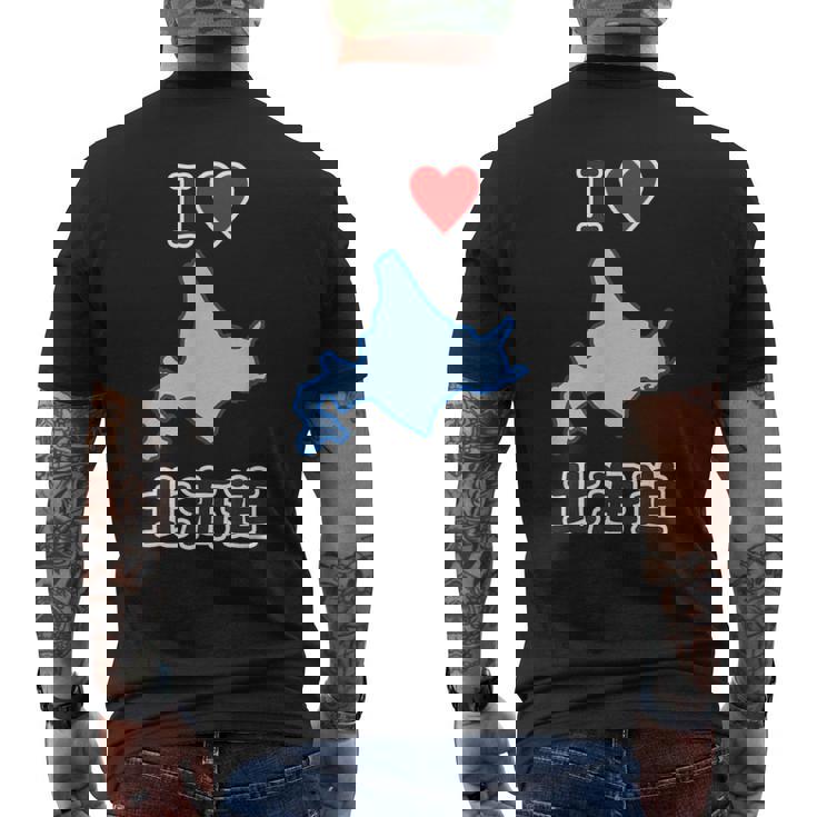 アイラブ・北海道（I Love ハート）地図【47都道府県】ジモtティ Jimo-T 地元愛 お土産 面白 メンズTシャツ バックプリント