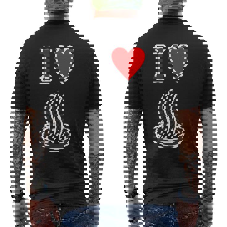 アイラブ・温泉 温泉マーク お風呂 銭湯 記号 お土産 旅行 ハート スタッフ メッセージ・面白 メンズTシャツ バックプリント