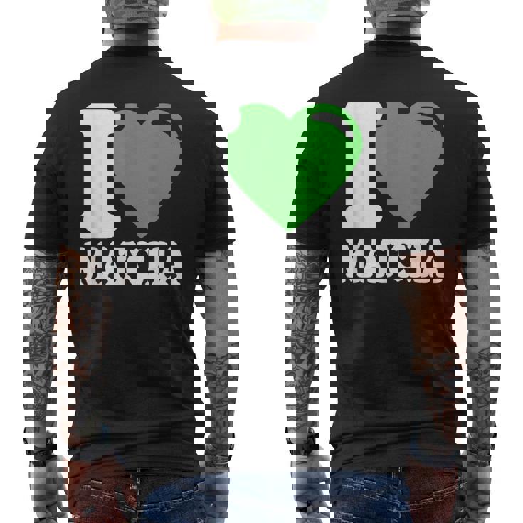 アイラブ抹茶キュートファニー抹茶ハート付き抹茶 メンズTシャツ バックプリント