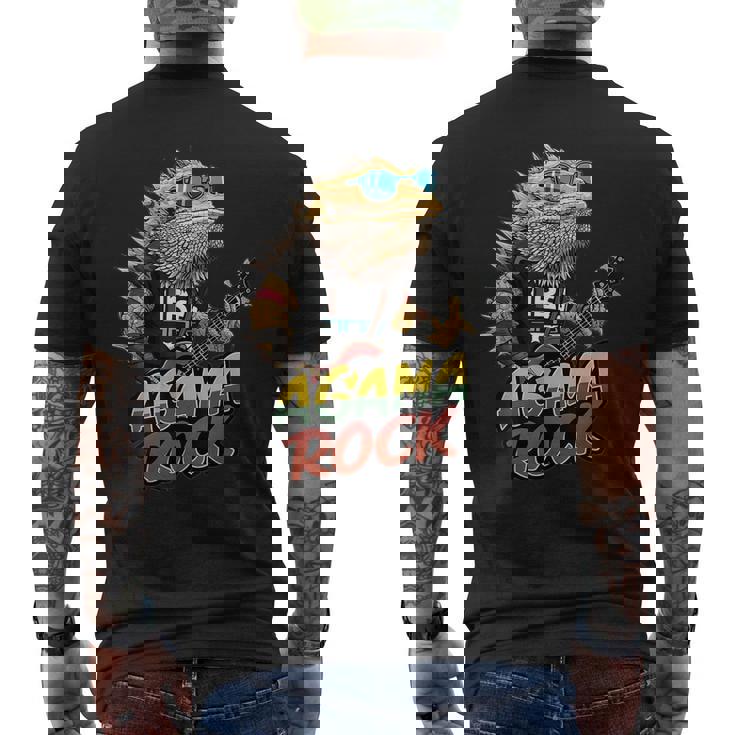アガマ ロック、フトアゴヒゲトカゲ ロッカー、ギター Pogonaitticeps メンズTシャツ バックプリント
