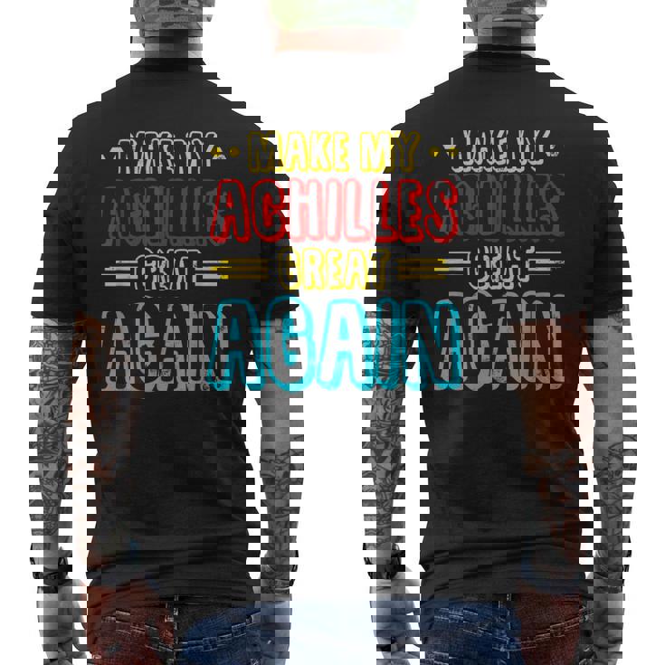 アキレス手術の回復、アキレス膝、回復手術 メンズTシャツ バックプリント