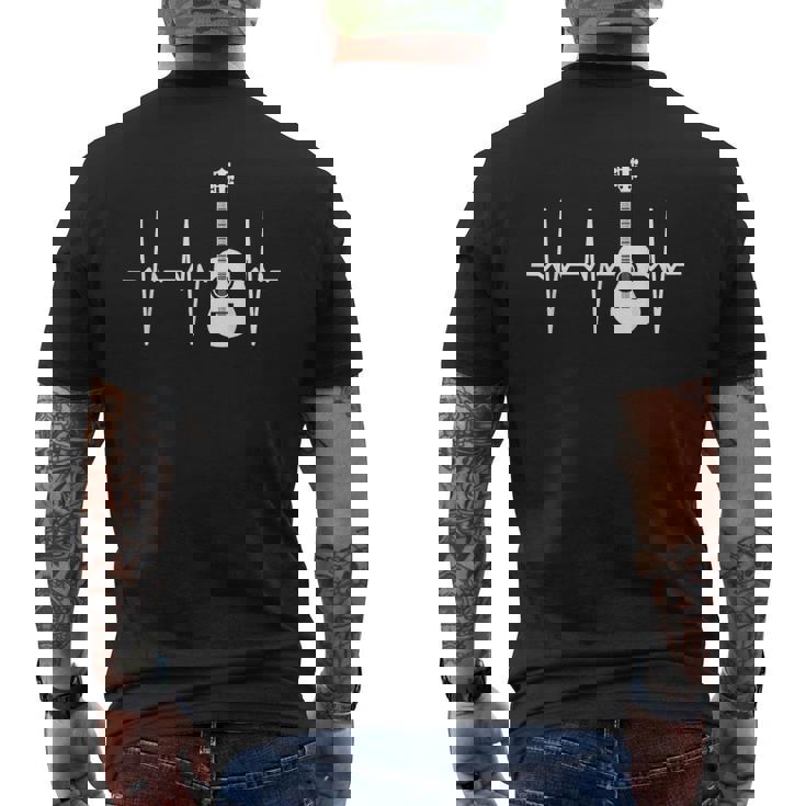 アコースティック・ギター・ハートビート ギター・ミュージシャン メンズTシャツ バックプリント