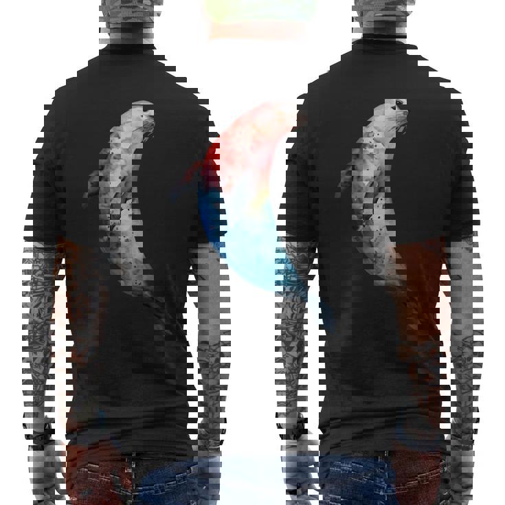 アザラシ アシカ かわいい シール 海 動物 水彩 シール メンズTシャツ バックプリント