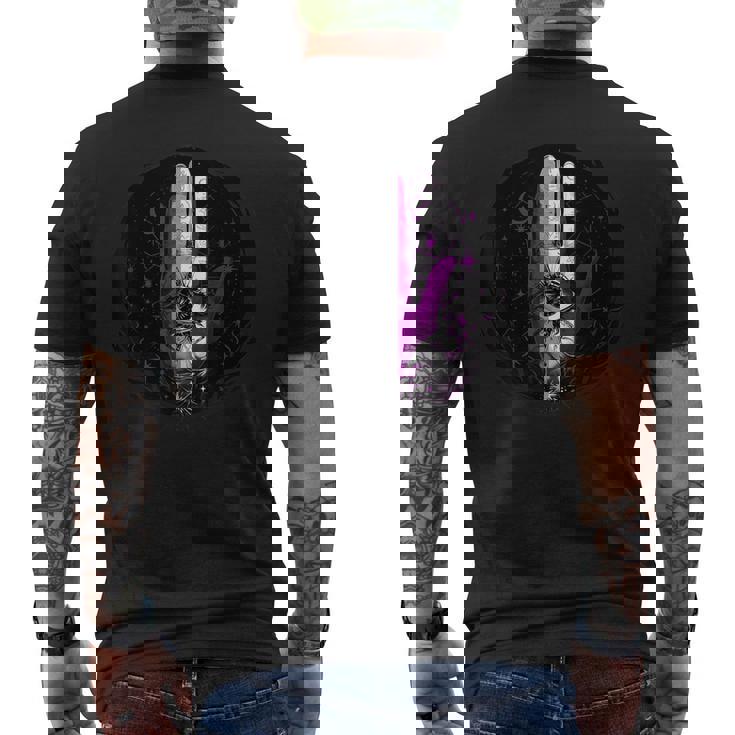 アセクシャルpride手と目と神秘的な象徴アート メンズTシャツ バックプリント