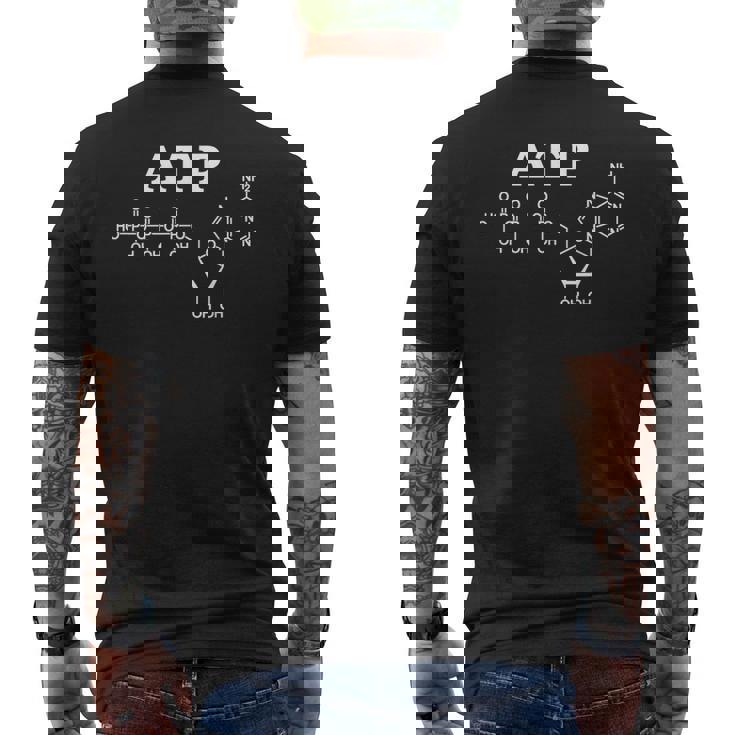 アデノシン三リン酸 Adenosine Triphosphate Atp 生物学 生化学 生物化学 科学 理科 有機化学 メンズTシャツ バックプリント