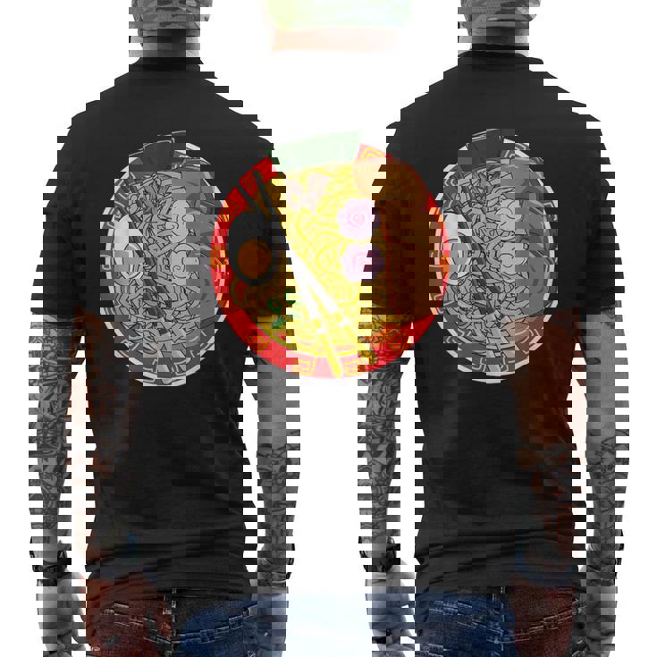 アニメ 和風ラーメン 麺類 食いしん坊ギフト メンズTシャツ バックプリント