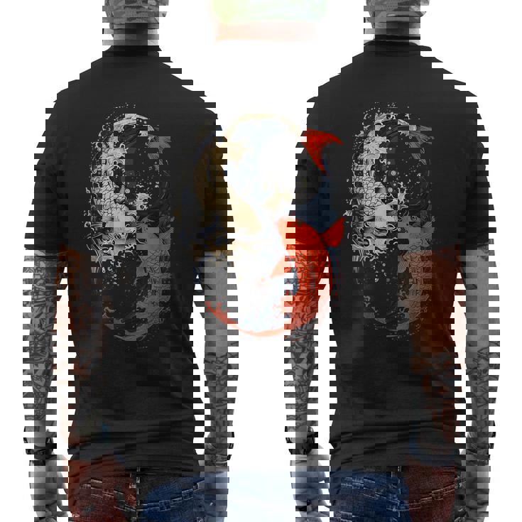 アニメ 日本の鯉 魚 陰陽 アート メンズTシャツ バックプリント