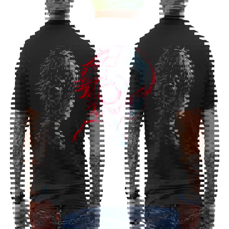 アニメ 漫画 グラフィック ヘッドフォン アートワークアニメ メンズTシャツ バックプリント