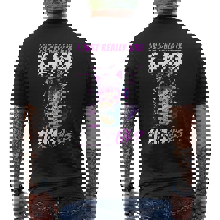 アニメ・猫 K-Pop メンズTシャツ バックプリント