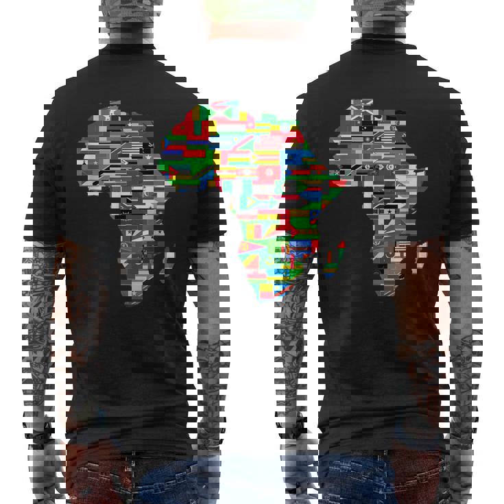 アフリカの地図-アフリカの国の旗の贈り物が付いているアフリカの地図 メンズTシャツ バックプリント