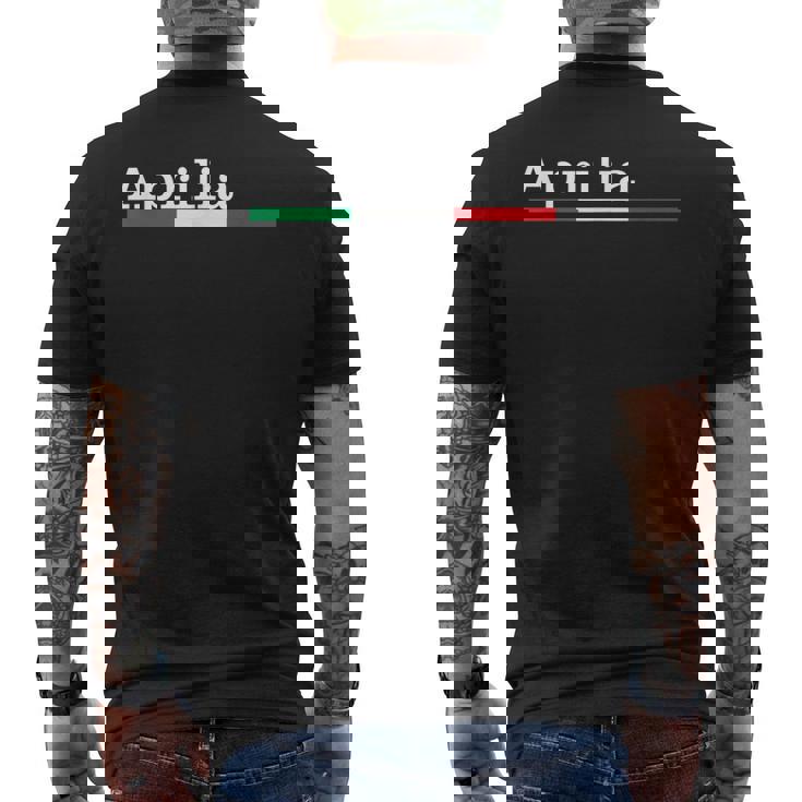 アプリリアチッタイタリアーナバンディエーライタリアマリエッタ メンズTシャツ バックプリント