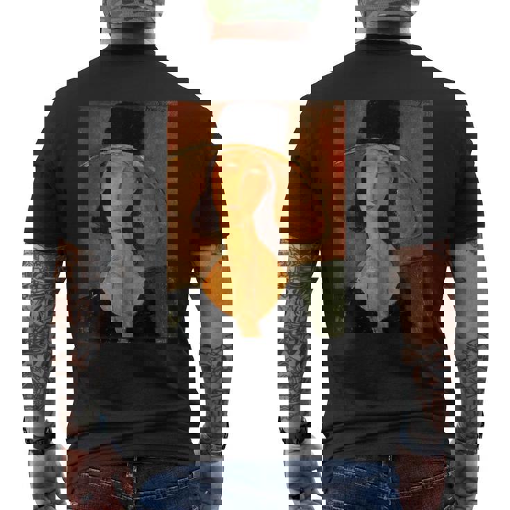 アメデオ モディリアーニのジャンヌ・ヘブターヌ 大きな帽子 メンズTシャツ バックプリント