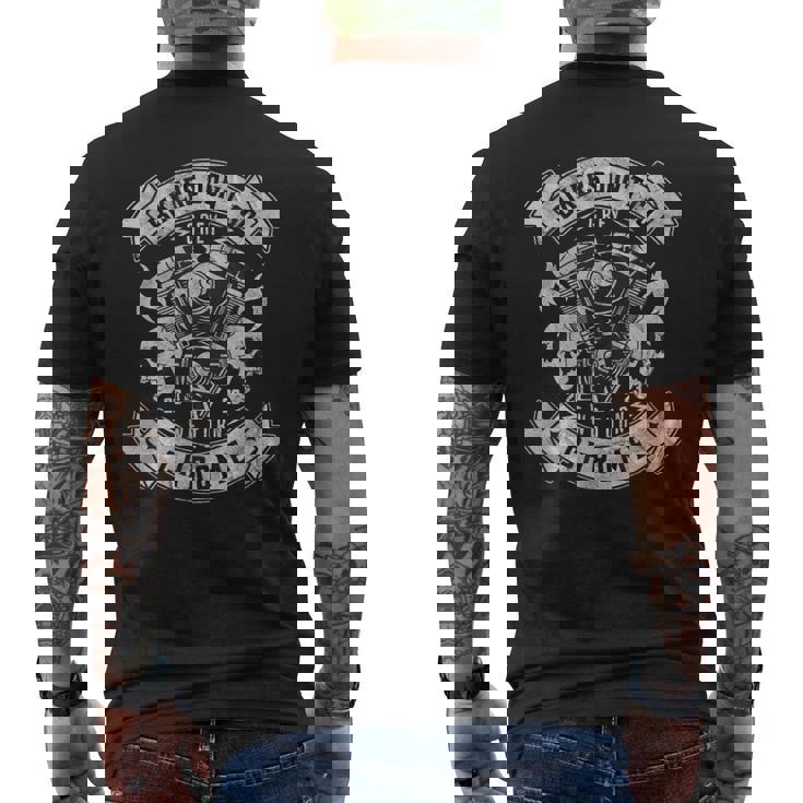 アメリカン バイク おしゃれ ドクロ エンジン ダメージ 面白い イラスト メンズTシャツ バックプリント