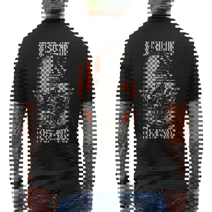 アメリカン マッスル カー メカニクス ドラッグ レーシング ホットロッド メンズTシャツ バックプリント