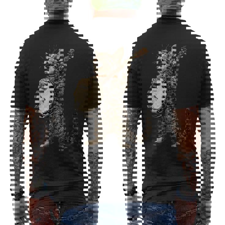 アメリカンショートヘアキャット ブルーグラス バンジョープレイヤー メンズTシャツ バックプリント