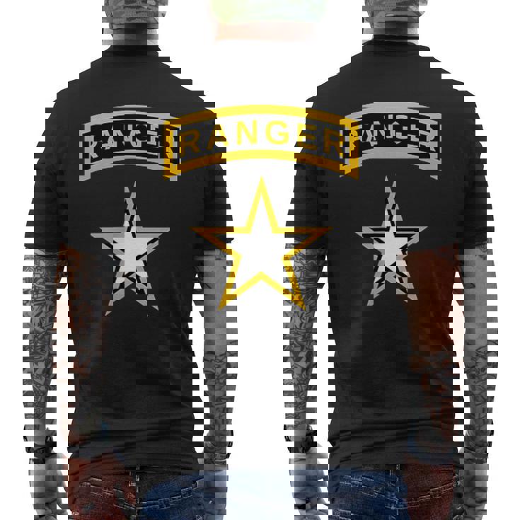アメリカ合衆国陸軍レンジャータブとスターミリタリー。 メンズTシャツ バックプリント