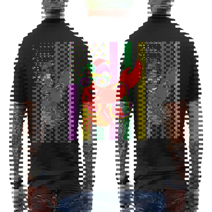 アメリカ国旗 マルディグラ ザリガニ ダビング メンズTシャツ バックプリント