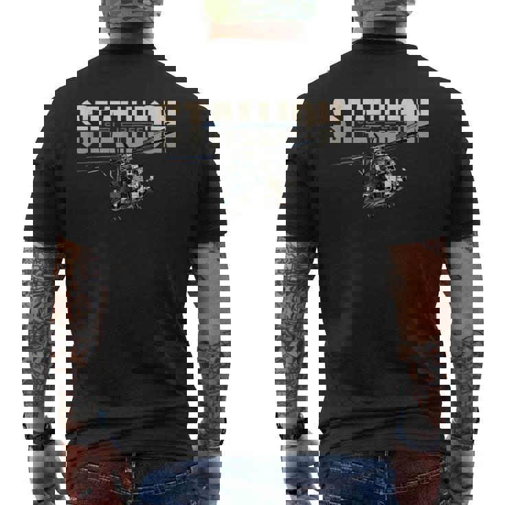 アメリカ軍 ウォーバード ヘリコプター スーパースタリオン メンズTシャツ バックプリント