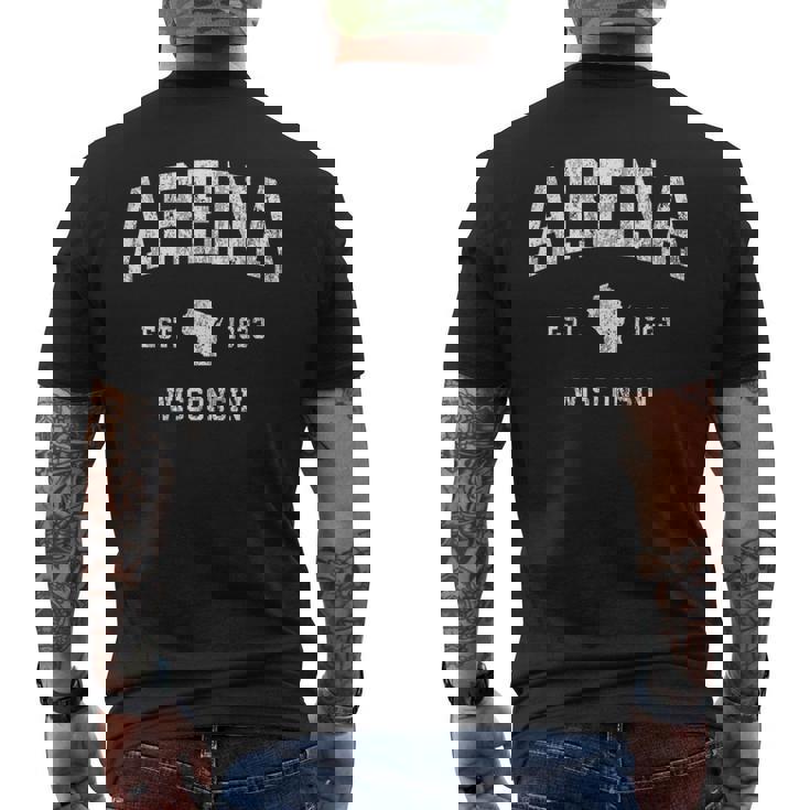 アリーナ ウィスコンシン Wi ヴィンテージ アスレチック スポーツ デザイン メンズTシャツ バックプリント