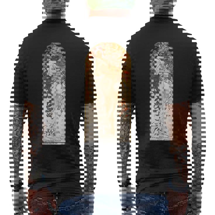 アルフォンス・マリア・ミュシャの「四季」-秋 メンズTシャツ バックプリント