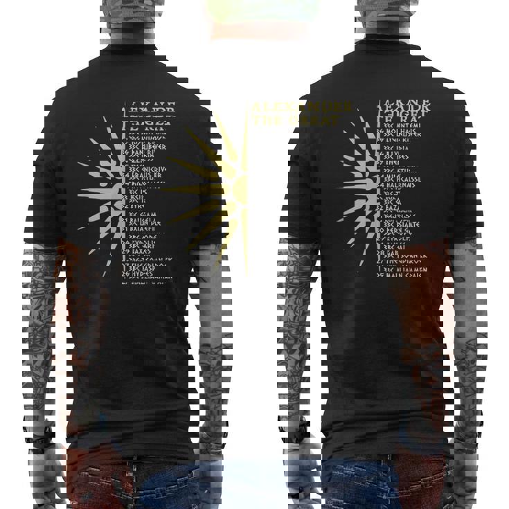 アレクサンダー大王の戦い 古代マケドニア メンズTシャツ バックプリント