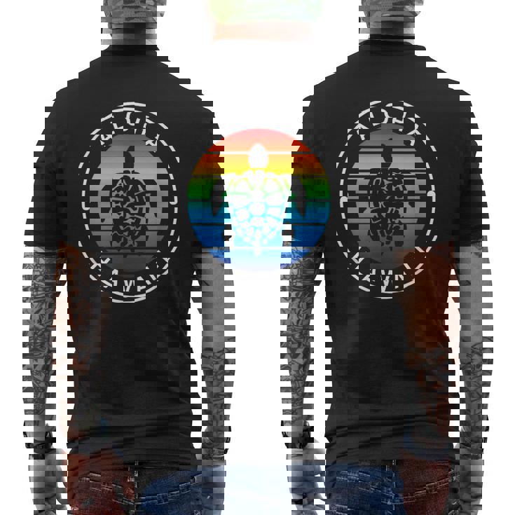 アロハ ハワイ ハワイアン ウミガメ ビーチ オーシャン レインボー ホヌ メンズTシャツ バックプリント