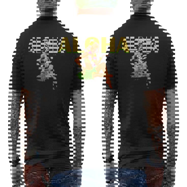 アロハ ハワイアン レトロ ヴィンテージ ピンナップガール ハワイ メンズTシャツ バックプリント