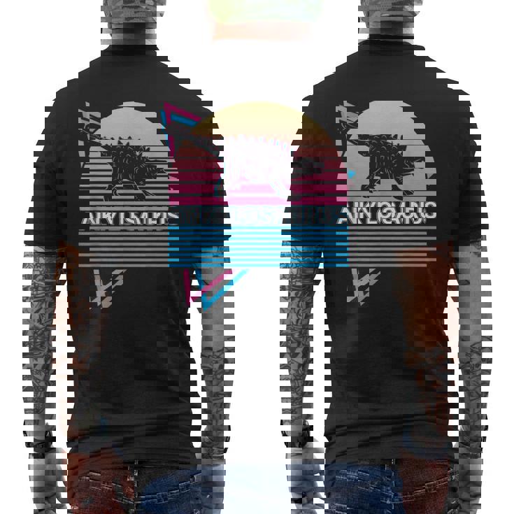 アンキロサウルス 恐竜 レトロ メンズTシャツ バックプリント