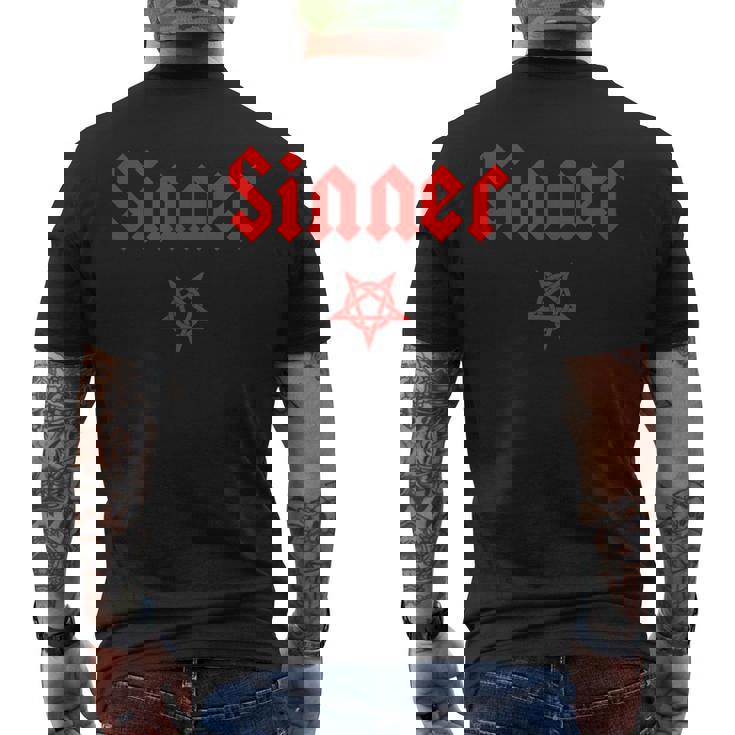 アンチ・キリストの罪人 五芒星 メンズTシャツ バックプリント