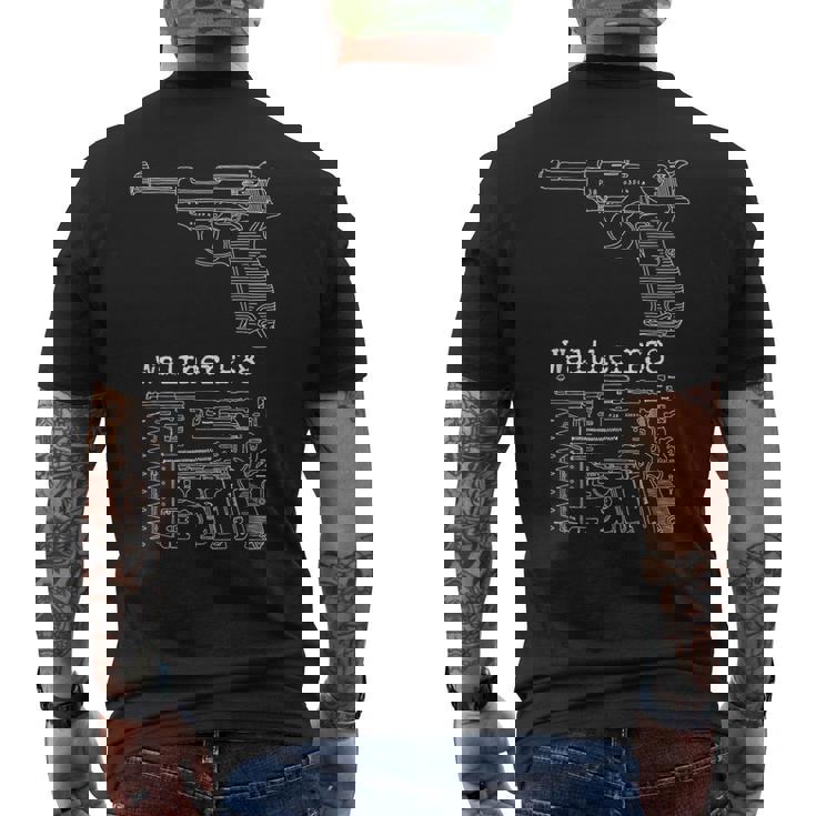 アンティークヴィンテージ第二次世界大戦 ワルサー P38 ガンコレクター用 メンズTシャツ バックプリント