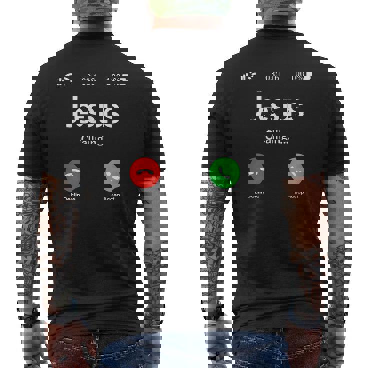 イエスは天国から呼びかけている-クリスチャンリビング メンズTシャツ バックプリント