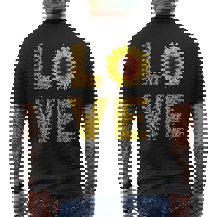 イエロー ひまわり ラブフラワー ひまわり 花柄 かわいい メンズTシャツ バックプリント