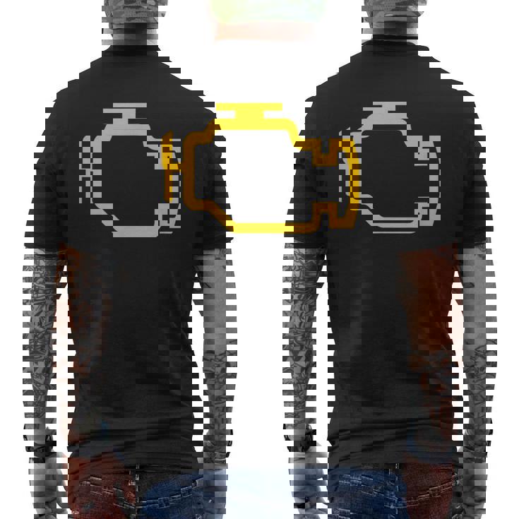 イエローチェックエンジンライト付きtシャツ メンズTシャツ バックプリント