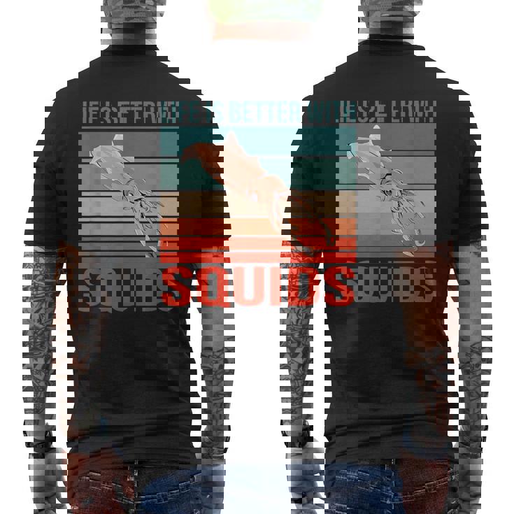 イカ ライフ・イズ・ベター 烏賊 イカ メンズTシャツ バックプリント