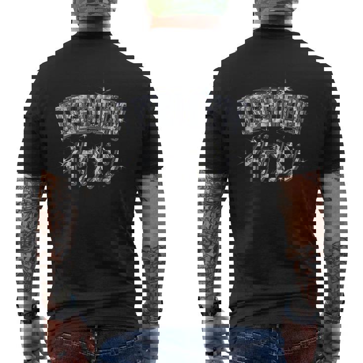 イケメン Ikemen【ダイヤモンド フォント】Vip文字 キラキラ 面白い 派手 デザイン メンズTシャツ バックプリント