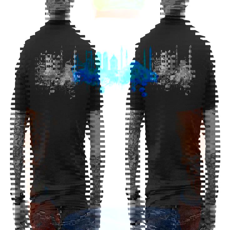 イスタンブールのスカイライン 青いモスク 青い絵 トルコ メンズTシャツ バックプリント