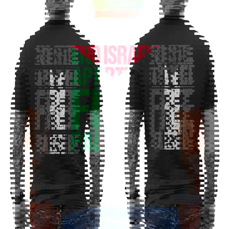 イスラエルのアパルトテッドフリーパレスチナを終えましょう メンズTシャツ バックプリント