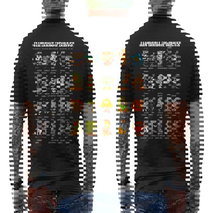 イタリア ブレイン ミーム コンピレーション キャラクター 手描き キッズ メンズTシャツ バックプリント