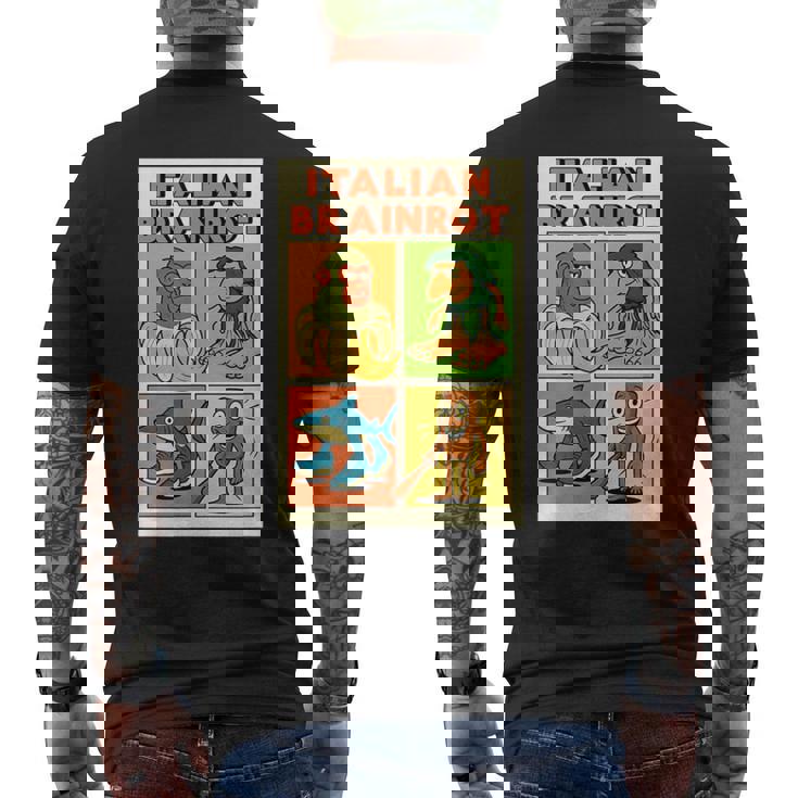 イタリアのブレインロットコミックポスター メンズTシャツ バックプリント