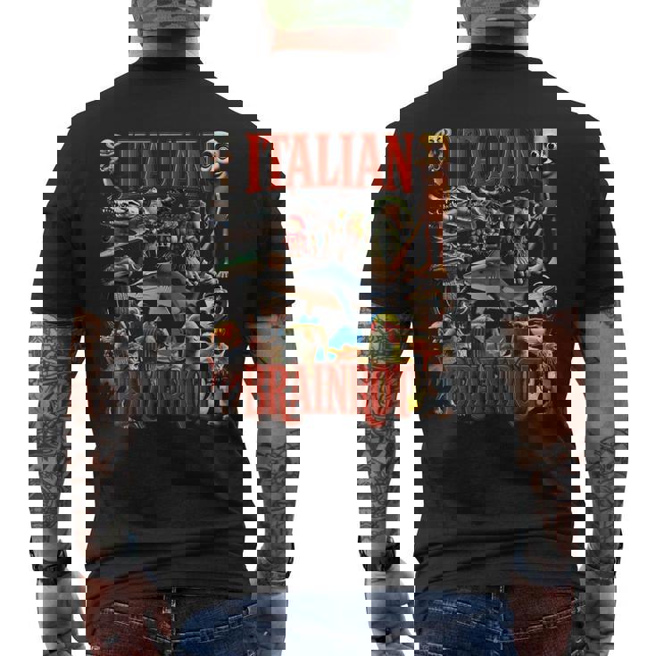 イタリアンブレイン レッド ウイルス ミーム マニア グラフィック メンズTシャツ バックプリント