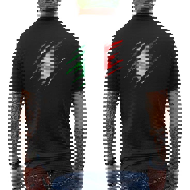 イタリア国旗 トリコロール イタリアバナー メンズTシャツ バックプリント