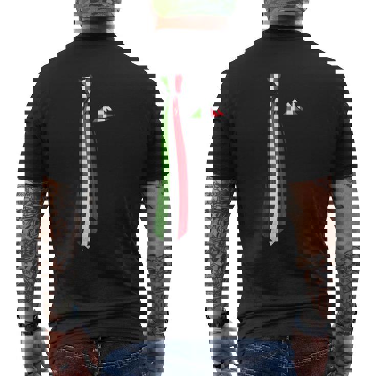 イタリア国旗ネクタイ愛国国旗 メンズTシャツ バックプリント