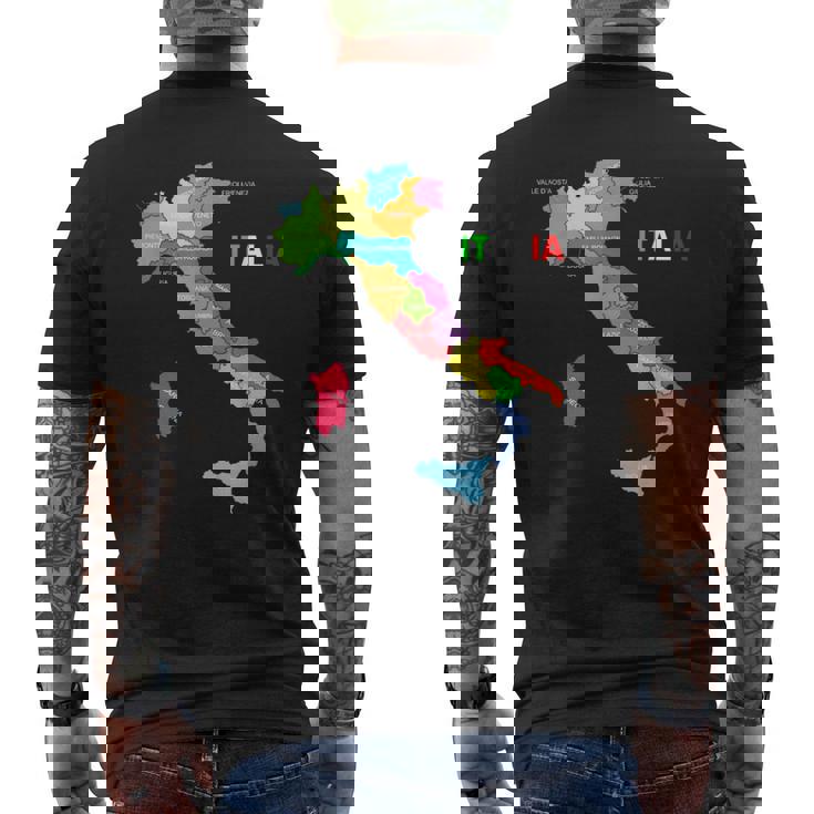 イタリア地図ブーツ 国旗 イタリア メンズTシャツ バックプリント