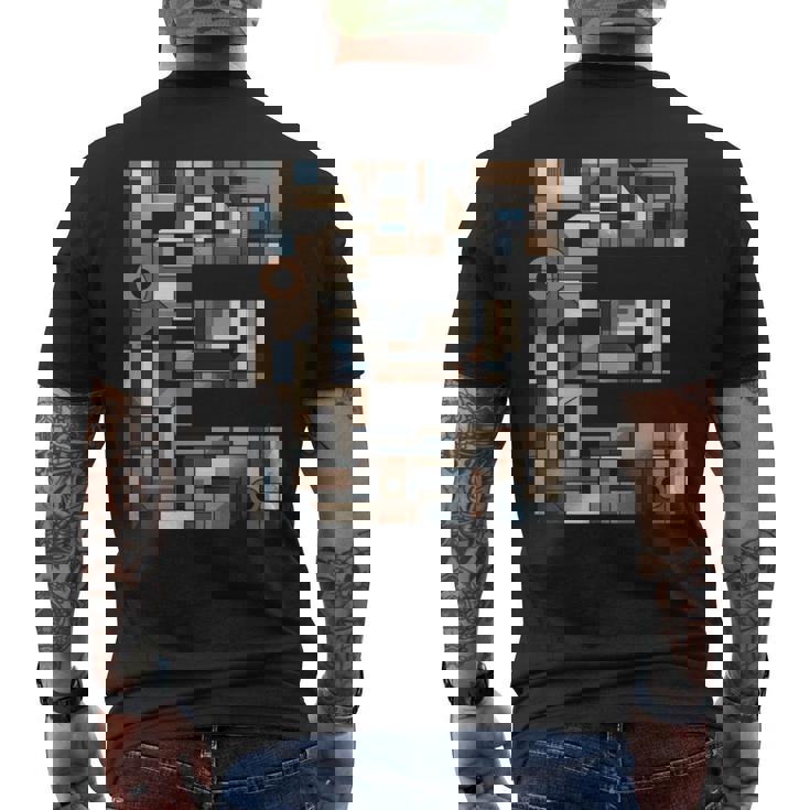 イニシャル 名前 文字 E アルファベット キュービズム アートスタイル 長袖tシャツ メンズTシャツ バックプリント