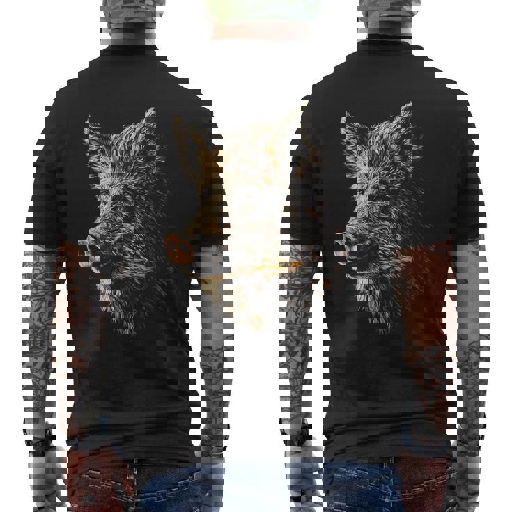 イノシシ 動物 モチーフ イラスト イノシシ メンズTシャツ バックプリント