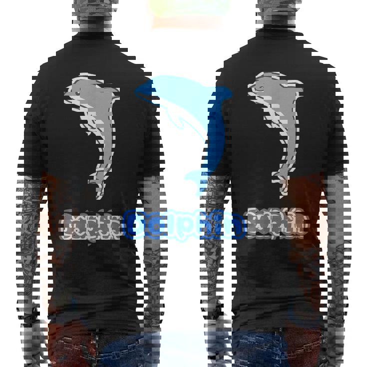 イルカ Dolphin ドルフィン【どうぶつフレンズ】水族館 海の生き物 ゆるくて かわいい 動物 イラスト メンズTシャツ バックプリント