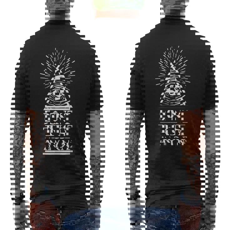 イルミナティ フリーメイソン 誰も信じるな メンズTシャツ バックプリント